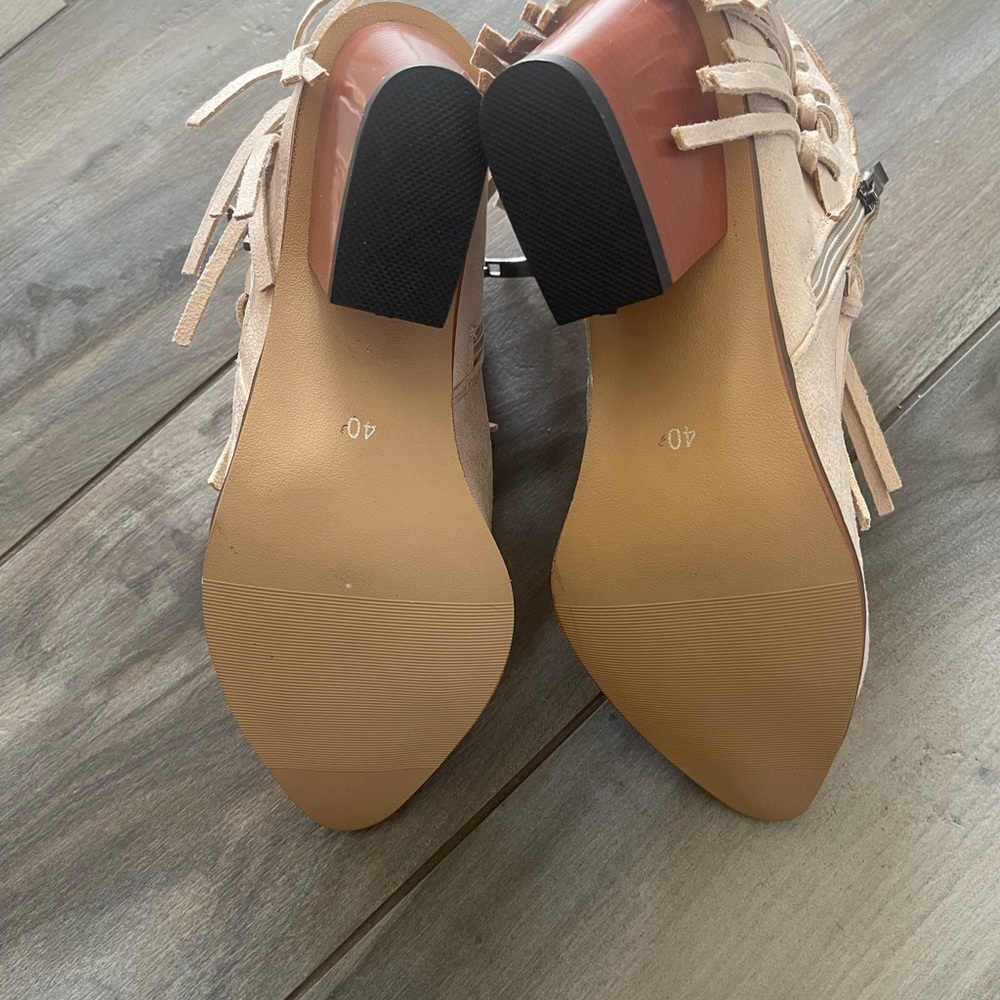 Fringe Ankle Boots - Cream - Picture 4 of 6